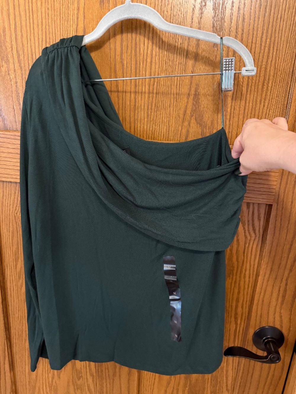 NWT Banana Republic Factory Soft Luxe One Shoulder Draped Top Green XL